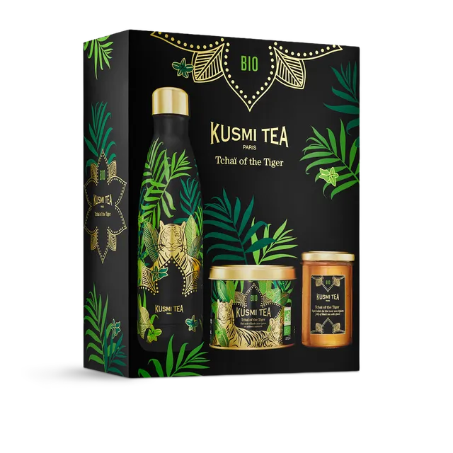 kusmi-tea-cofanetto-tcha-of-the-tiger-set-regalo-t-nero-speziato-bio-100g-con-sp image 1