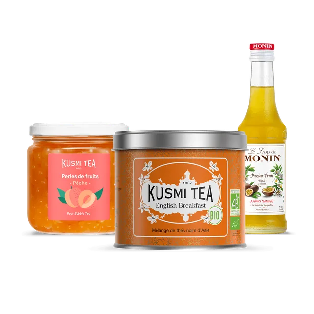 kusmi-tea-kit-preparazione-bubble-tea-pesca-e-frutto-della-passione image 1