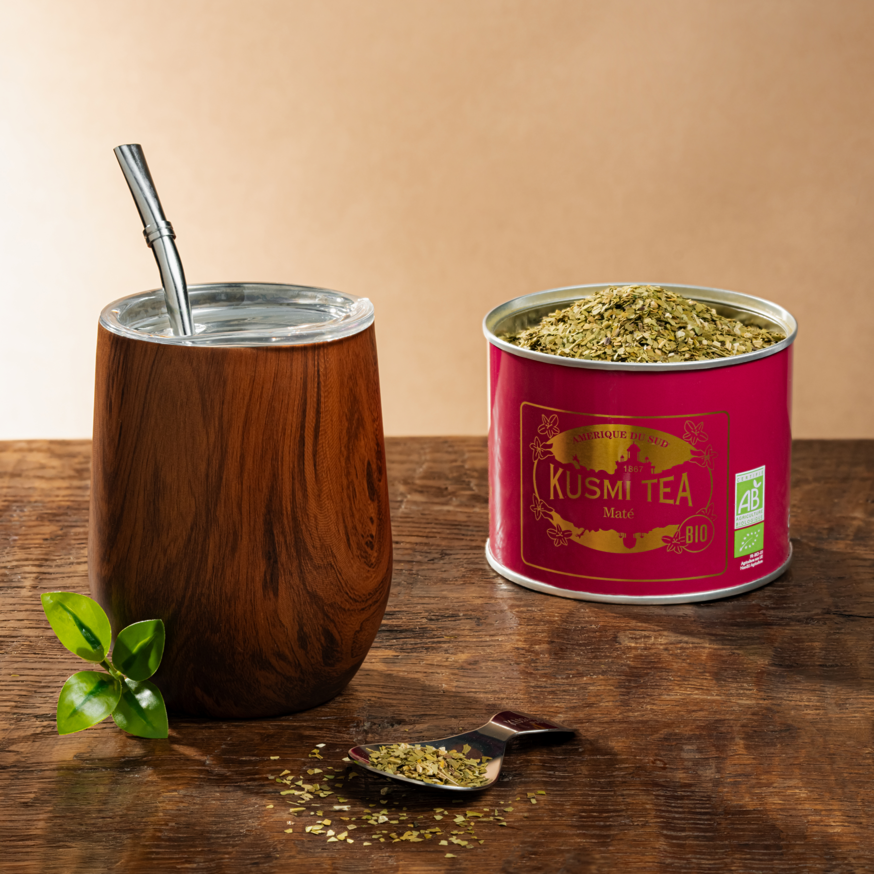 kusmi-tea-calebasse-mate-35cl-in-acciaio-inox-con-2-bombillas image 1