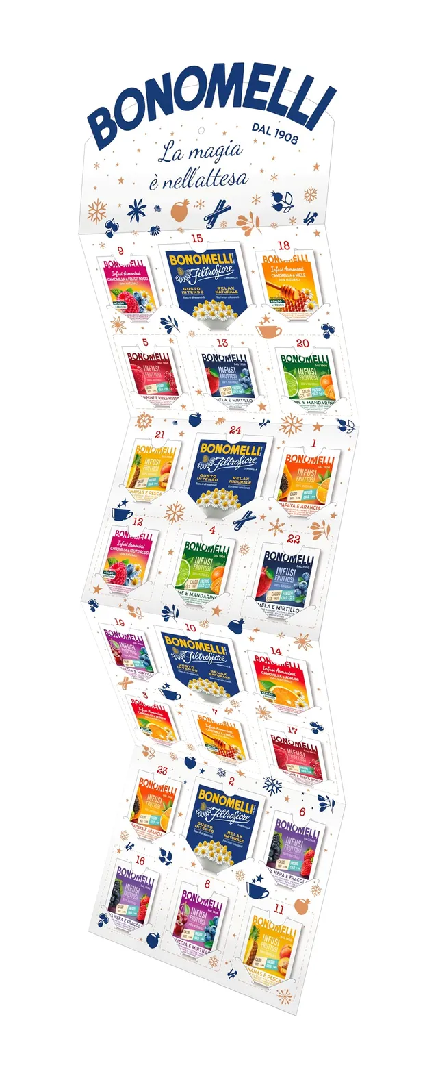 bonomelli-calendario-dell-avvento-24-bustine-assortite-infusi-fruttosi-camomilla image 1