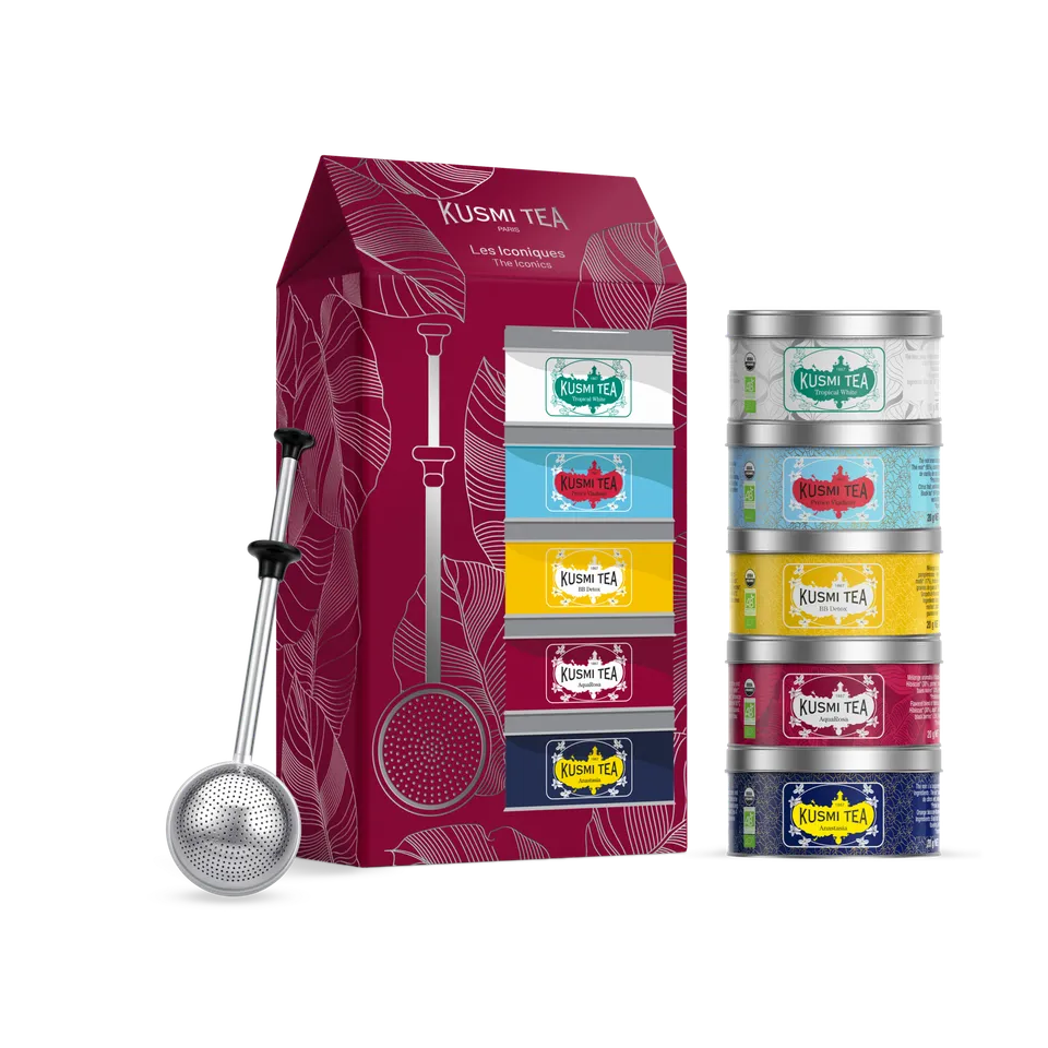 kusmi-tea-cofanetto-iconico-bio-con-infusore-5-mini-t-e-infusioni-infusore image 1