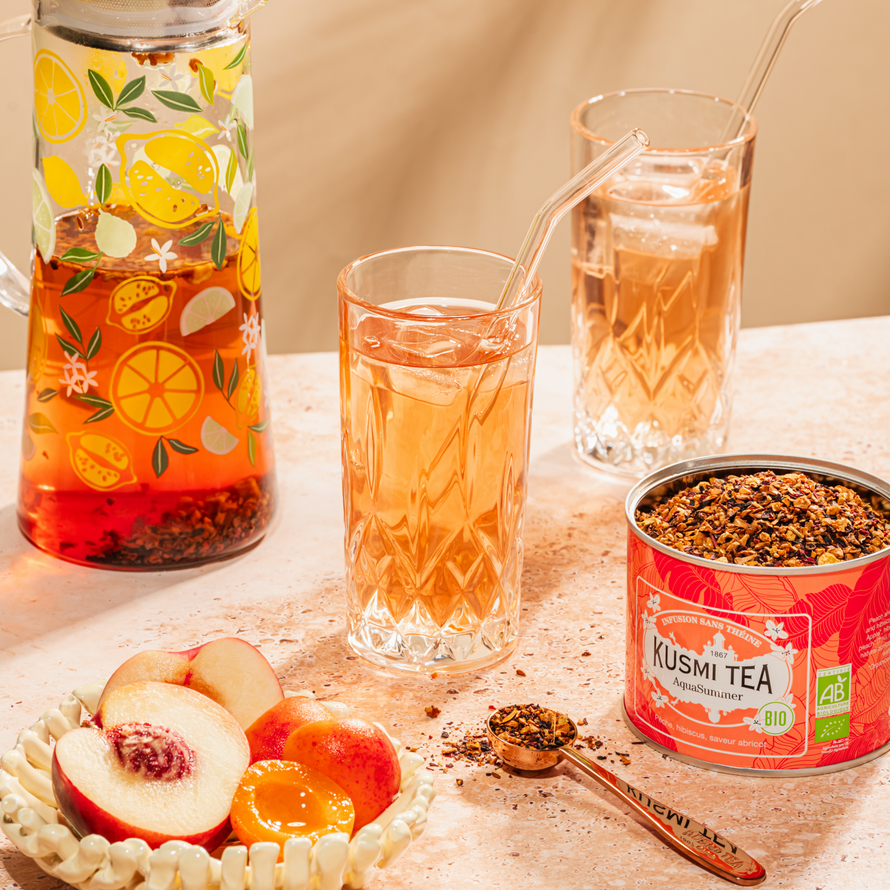 kusmi-tea-aquasummer-bio-tisana-biologica-senza-teina-ibisco-pesca-e-albicocca image 3