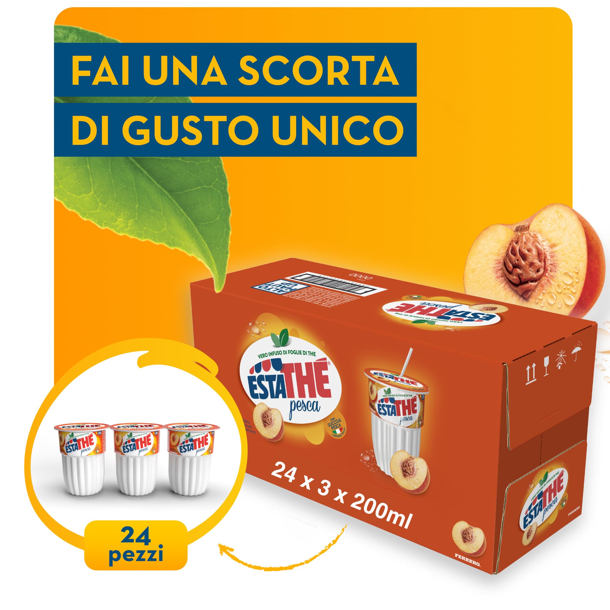 estath-infuso-di-t-alla-pesca-24-confezioni-da-3-bicchierini-da-200-ml-4800-ml-t image 2