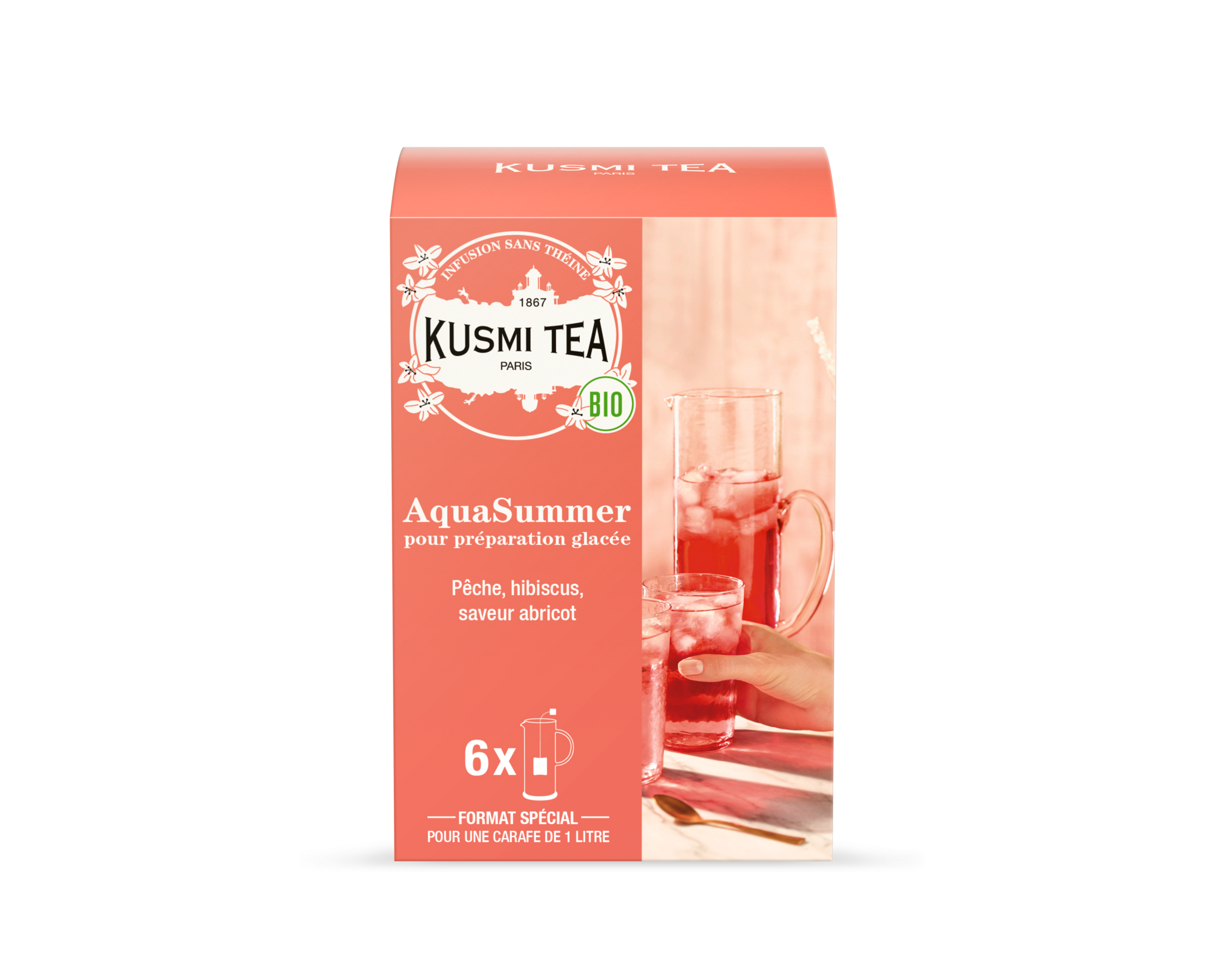 kusmi-tea-aquasummer-bio-tisana-biologica-senza-teina-ibisco-pesca-e-albicocca image 6