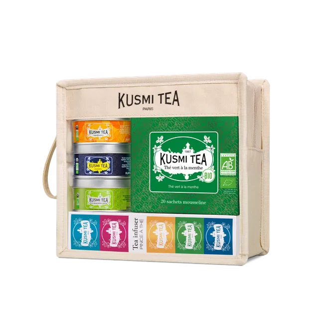 kusmi-tea-trousse-da-viaggio-bio-astuccio-in-cotone-biologico-con-miniature-di-t image 1