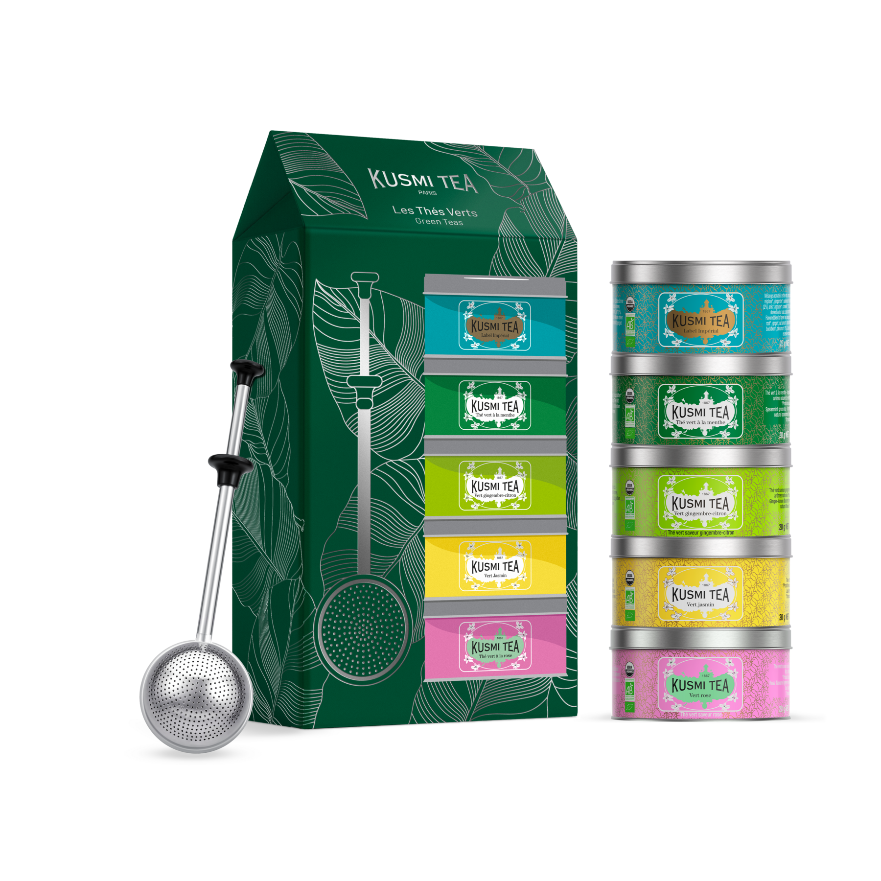 kusmi-tea-cofanetto-t-verdi-bio-5-miniature-sfuse-con-infusore-telescopico image 1